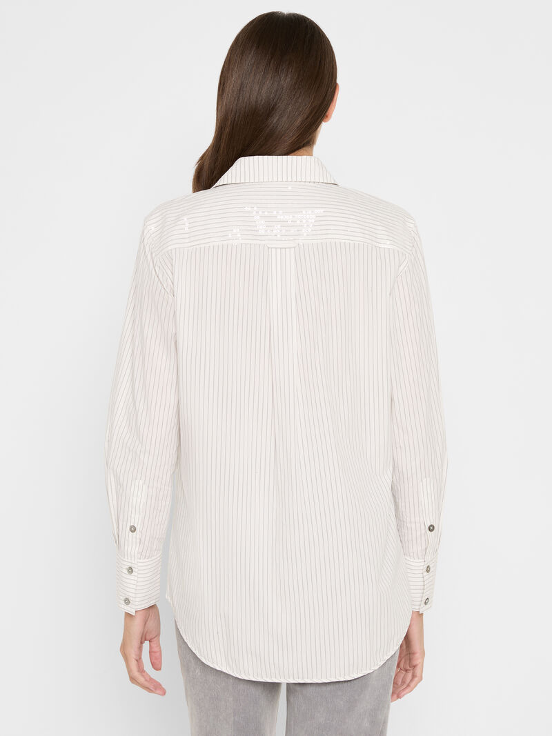 Woman Wears Subtle Shine Stripe Shirt image number 3