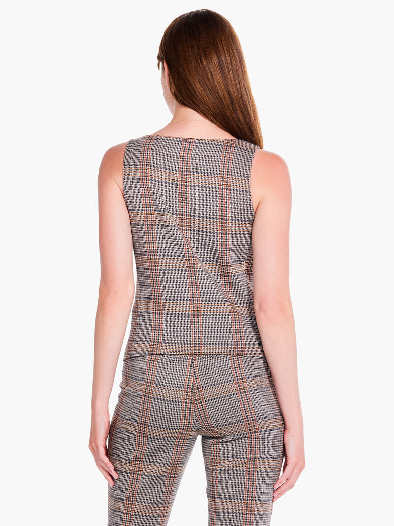 Woman Wears Sketched Plaid Knit Vest image number 2
