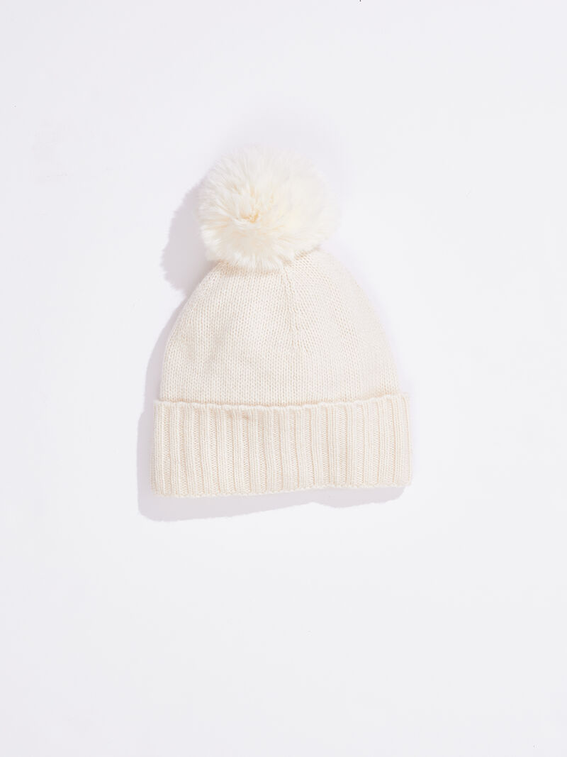Hat Attack - Cashmere Hat With Faux Fur Pom image number 0