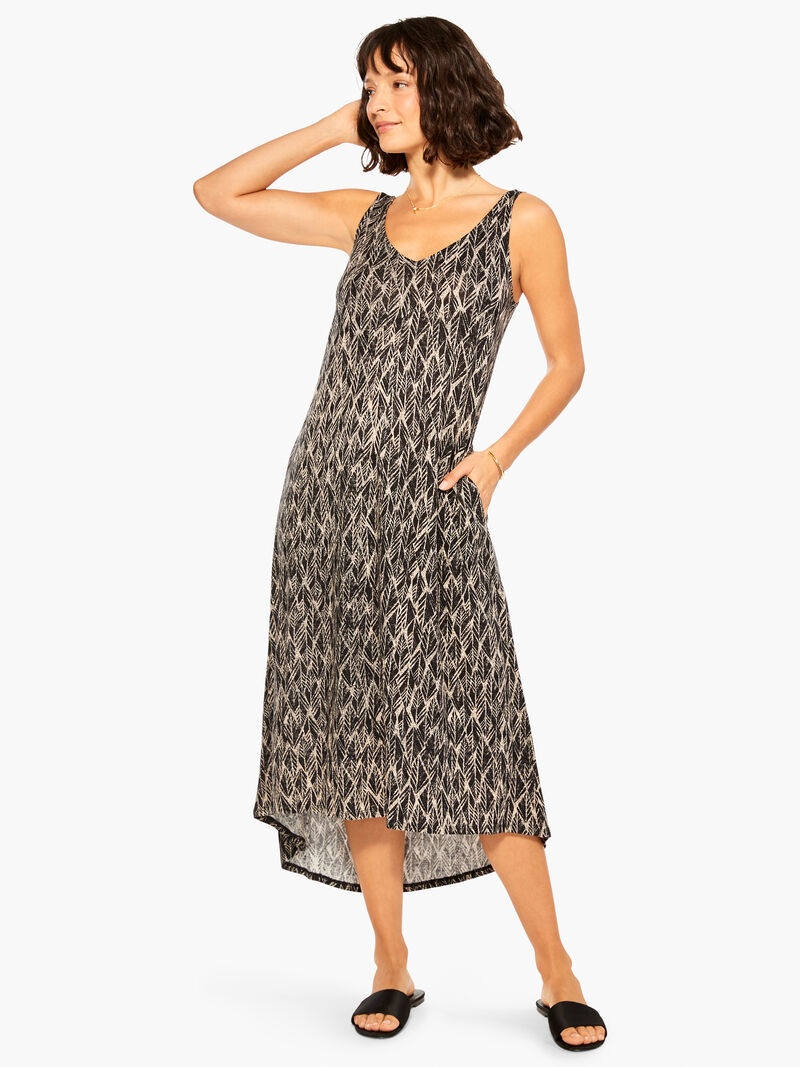 NZT Sketched Leaves Double V Tank Dress