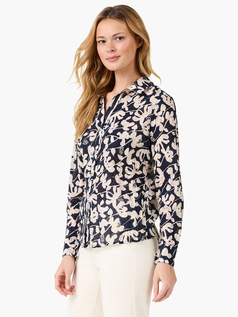 Woman Wears Water Lilies Crinkle Shirt image number 2