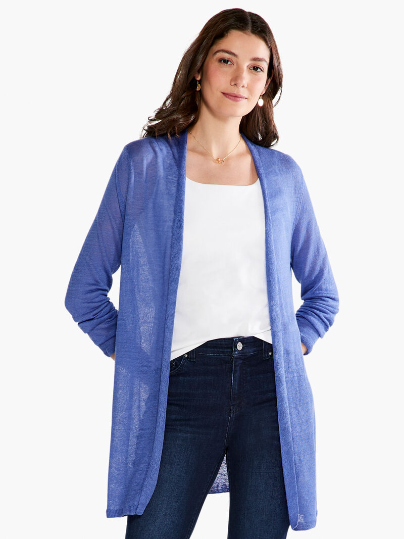 Woman Wears Long Back Of The Chair Cardigan image number 0