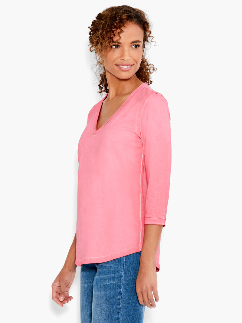 Woman Wears NZT 3/4 Sleeve Roll V Tee image number 1