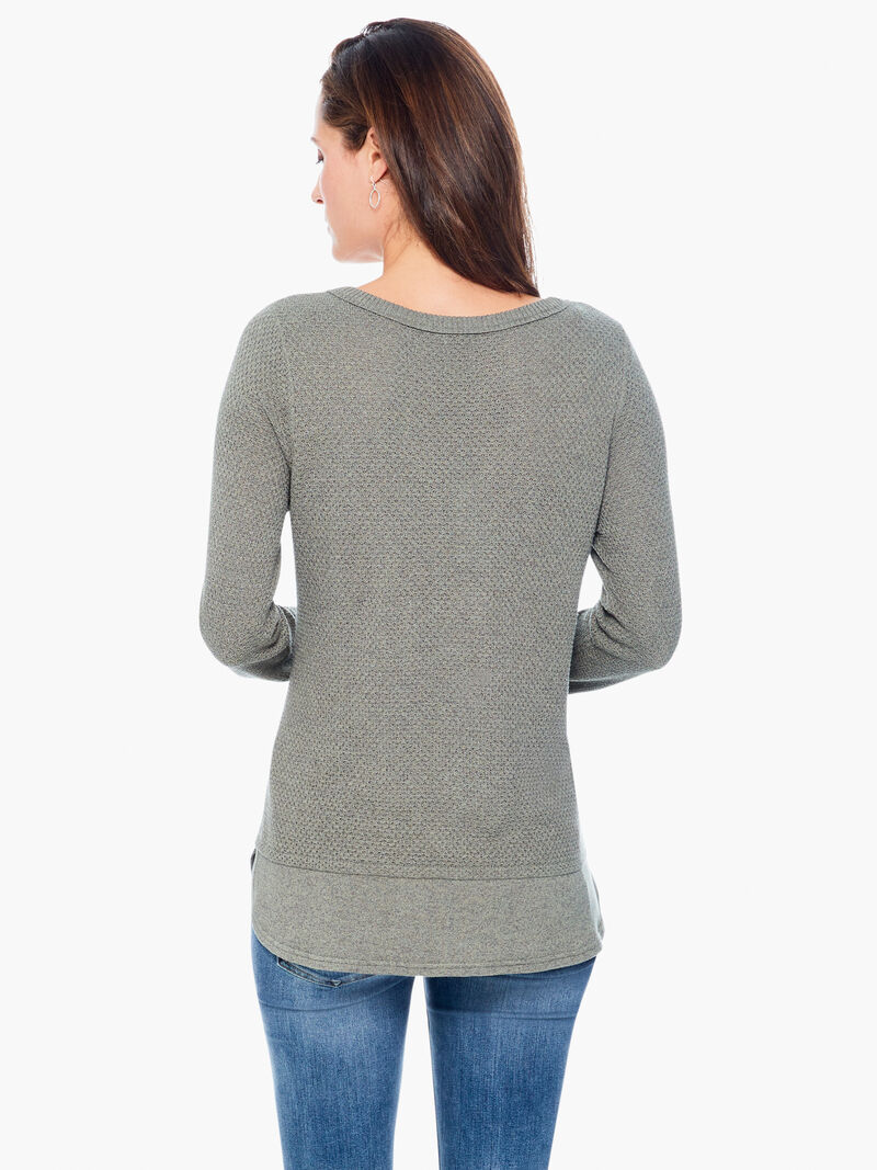 Woman Wears Waffle Vital V Neck Sweater image number 2