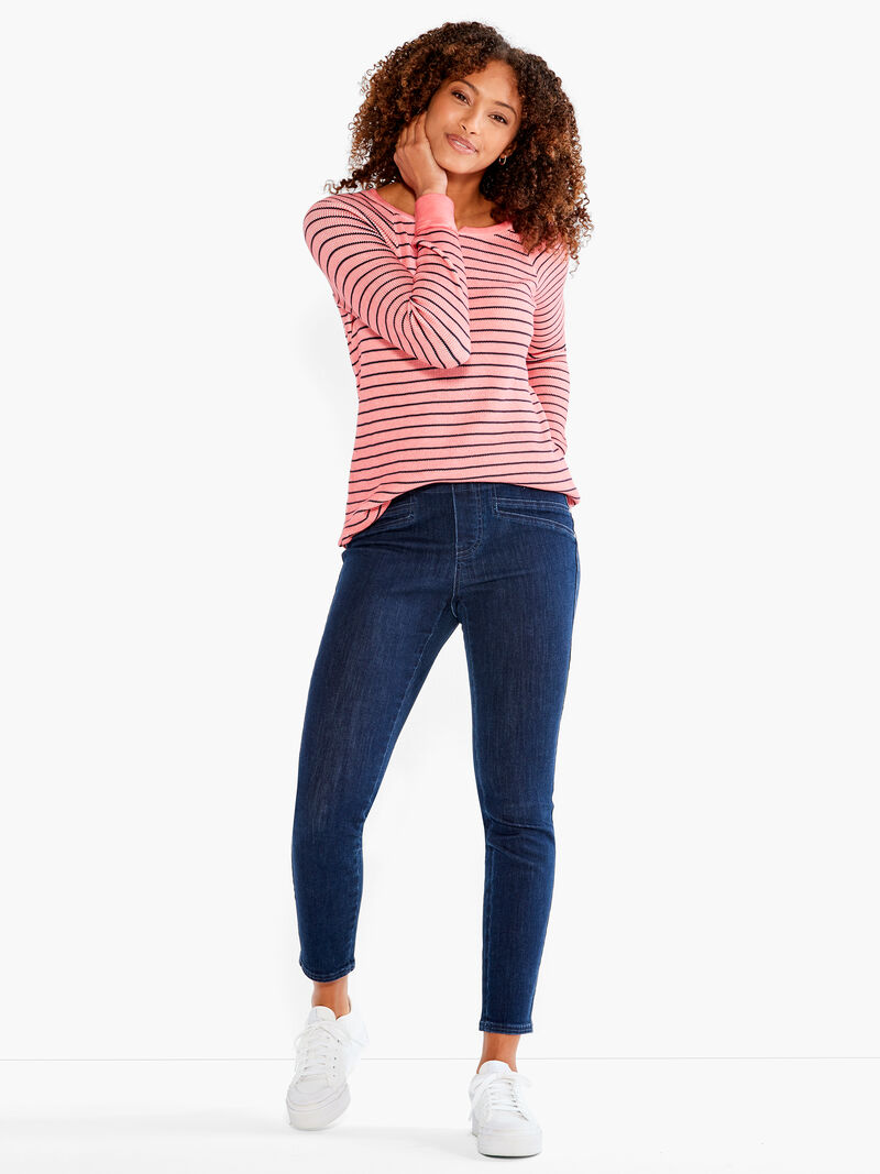 Woman Wears NZT Long Sleeve Striped Waffle Tee image number 3