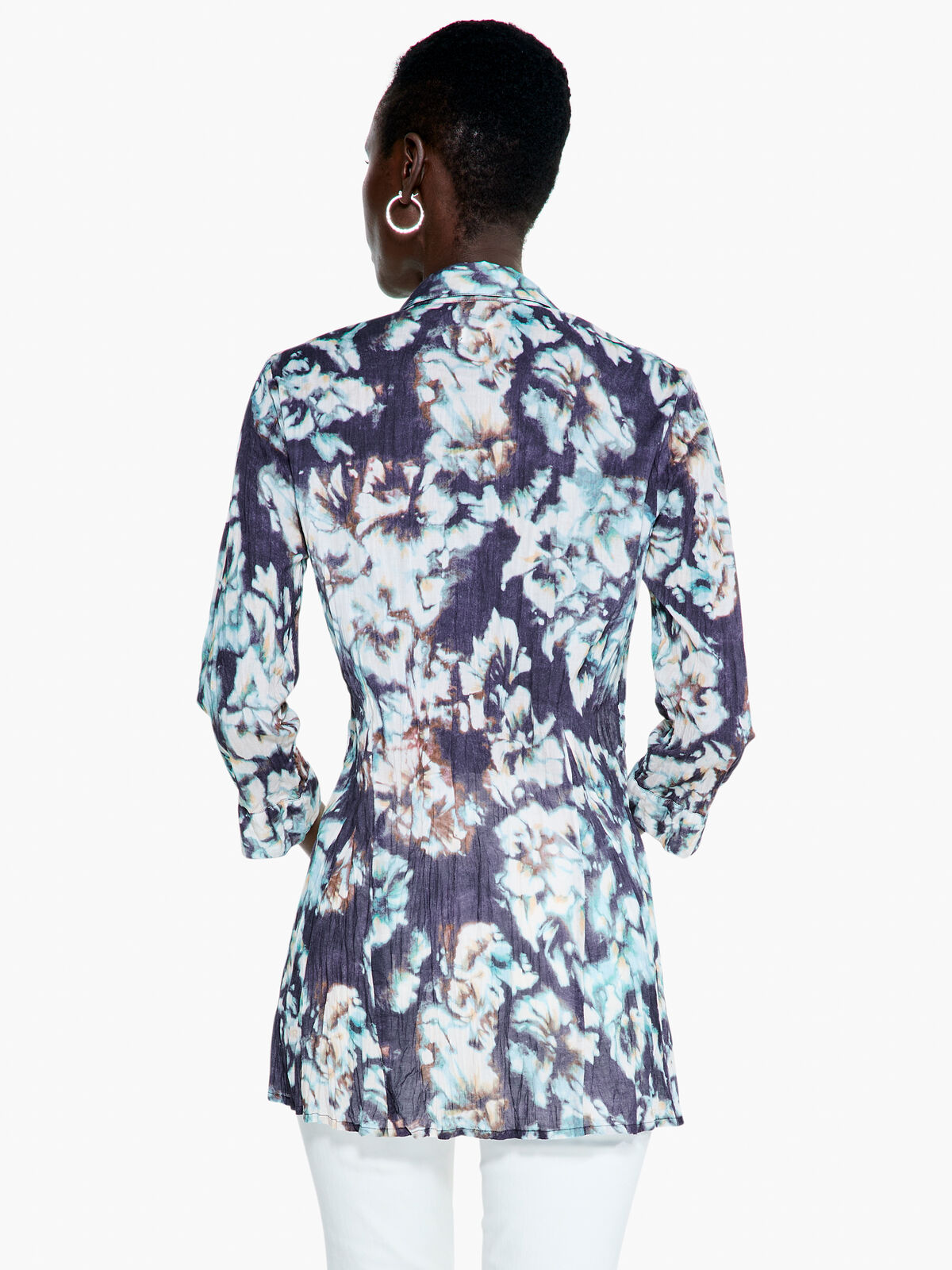 Denim Blooms Crinkle Top
