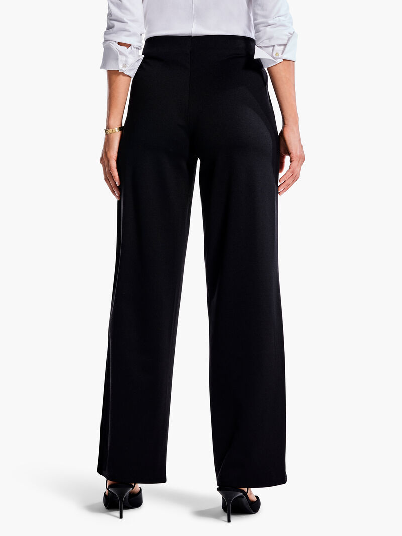Woman Wears 29" Drapey Ponte Wide Leg Ankle Pant image number 3