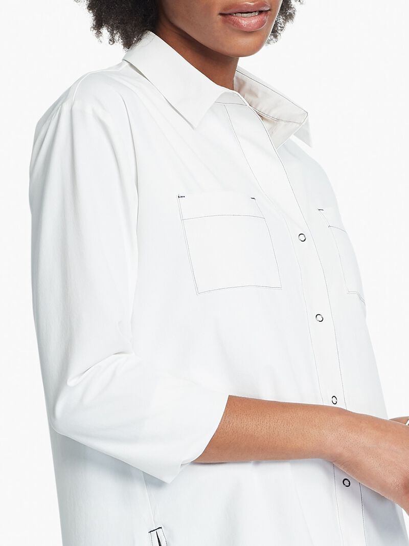 Woman Wears Tech Stretch Seam Detail Shirt image number 1