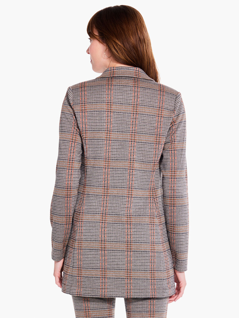 Woman Wears Sketched Plaid Knit Blazer image number 2
