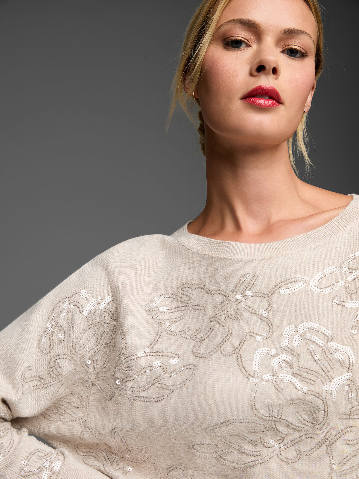 Gold Label Cotton Cashmere Silk Blend Sequin Sweater