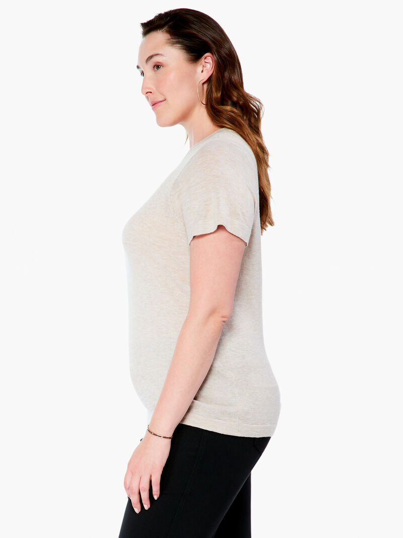 Woman Wears Crew Neck Short Sleeve Sweater Tee image number 1