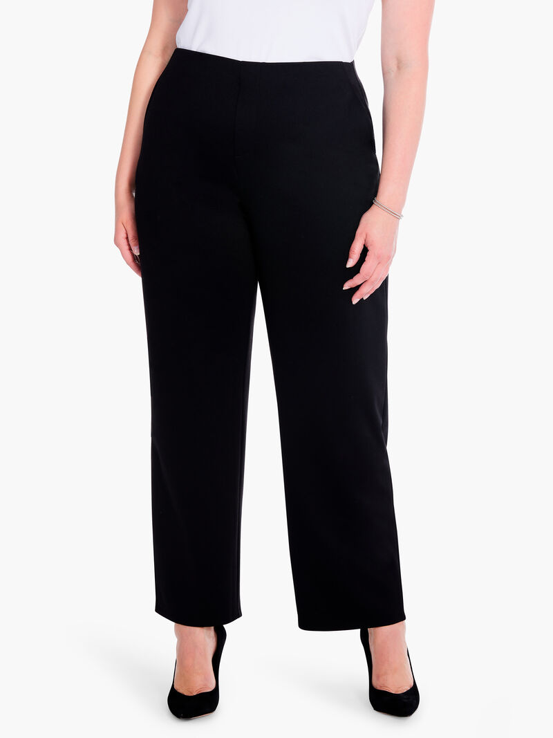 Woman Wears 29" Drapey Ponte Wide Leg Ankle Pant image number 0