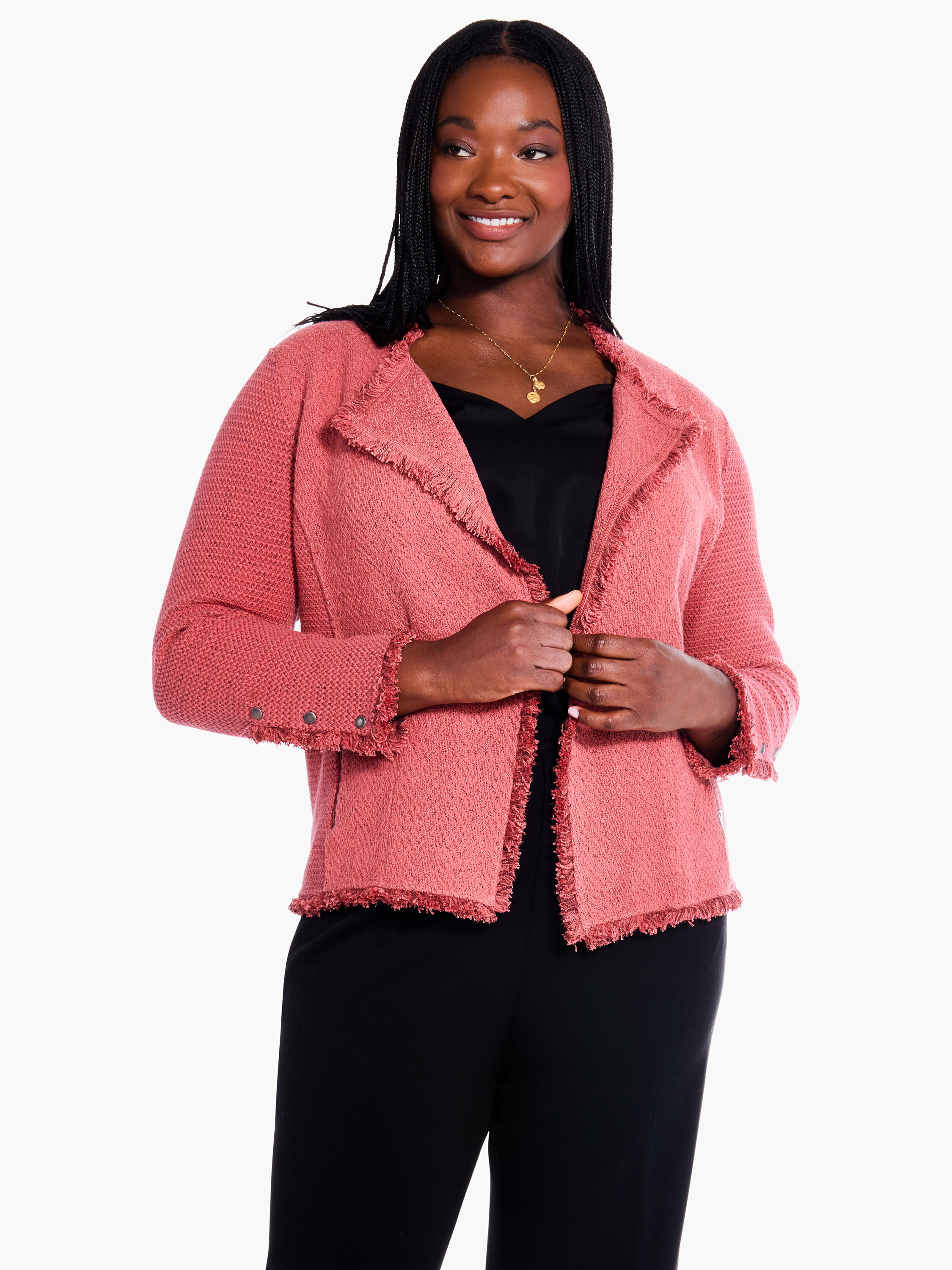 Fuzzy fringe jacket sale