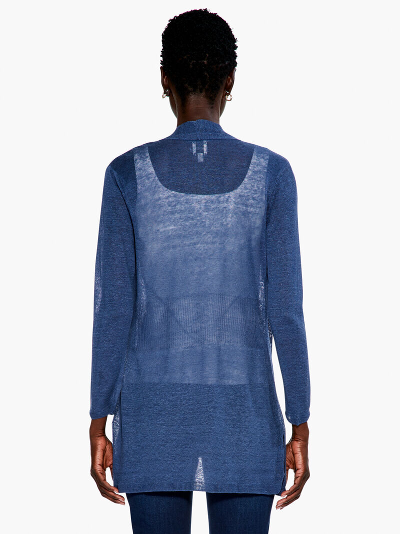 Woman Wears Lightweight Long Back of the Chair Cardigan image number 2