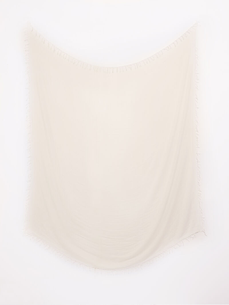 Woman Wears Chan Luu Solid Scarf With Fringe Edges image number 1