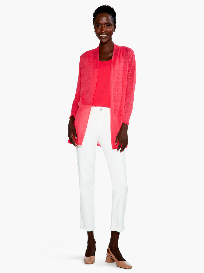 Woman Wears Long Back Of The Chair Cardigan image number 3