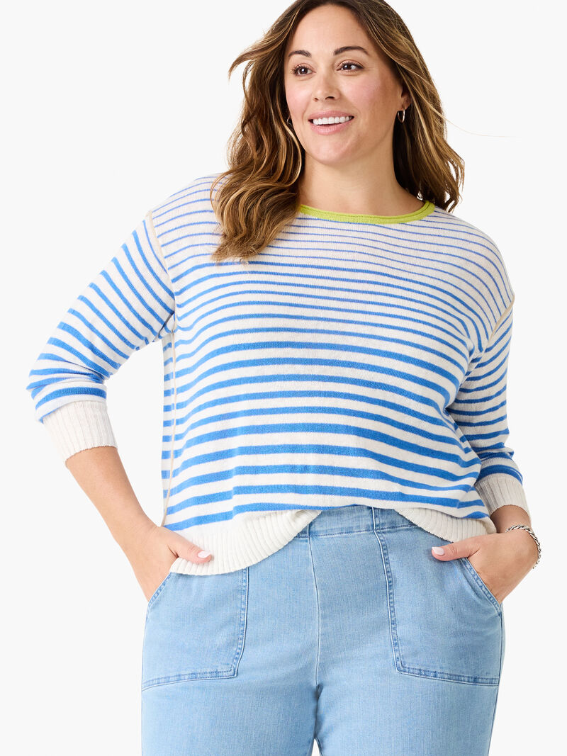 Woman Wears Striped Up Supersoft Sweater image number 0