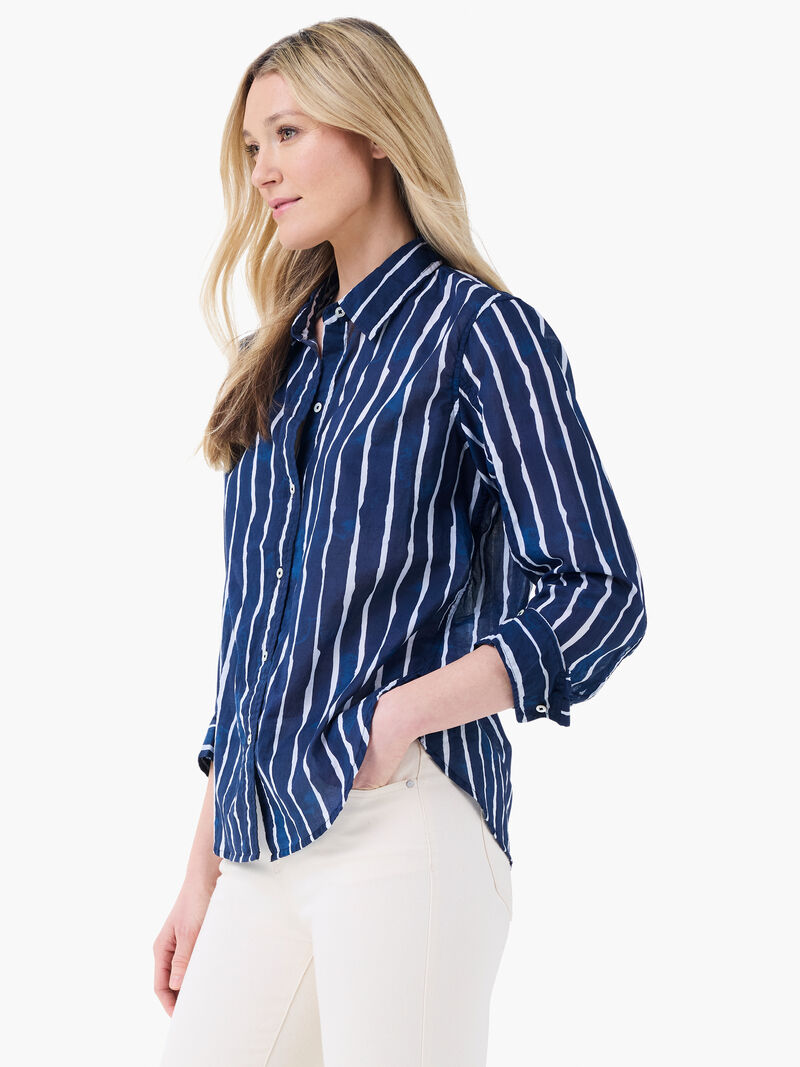 Woman Wears Watercolor Stripe Girlfriend Shirt image number 2