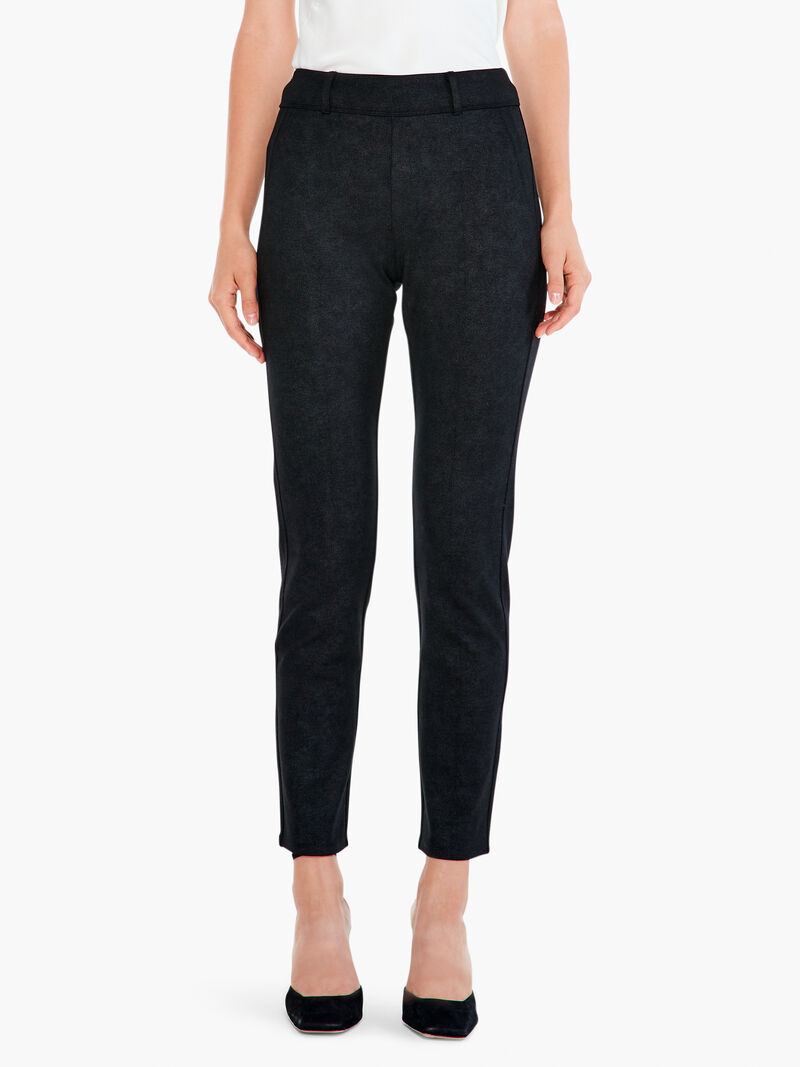 Woman Wears Sueded Foil Slim Trouser image number 0