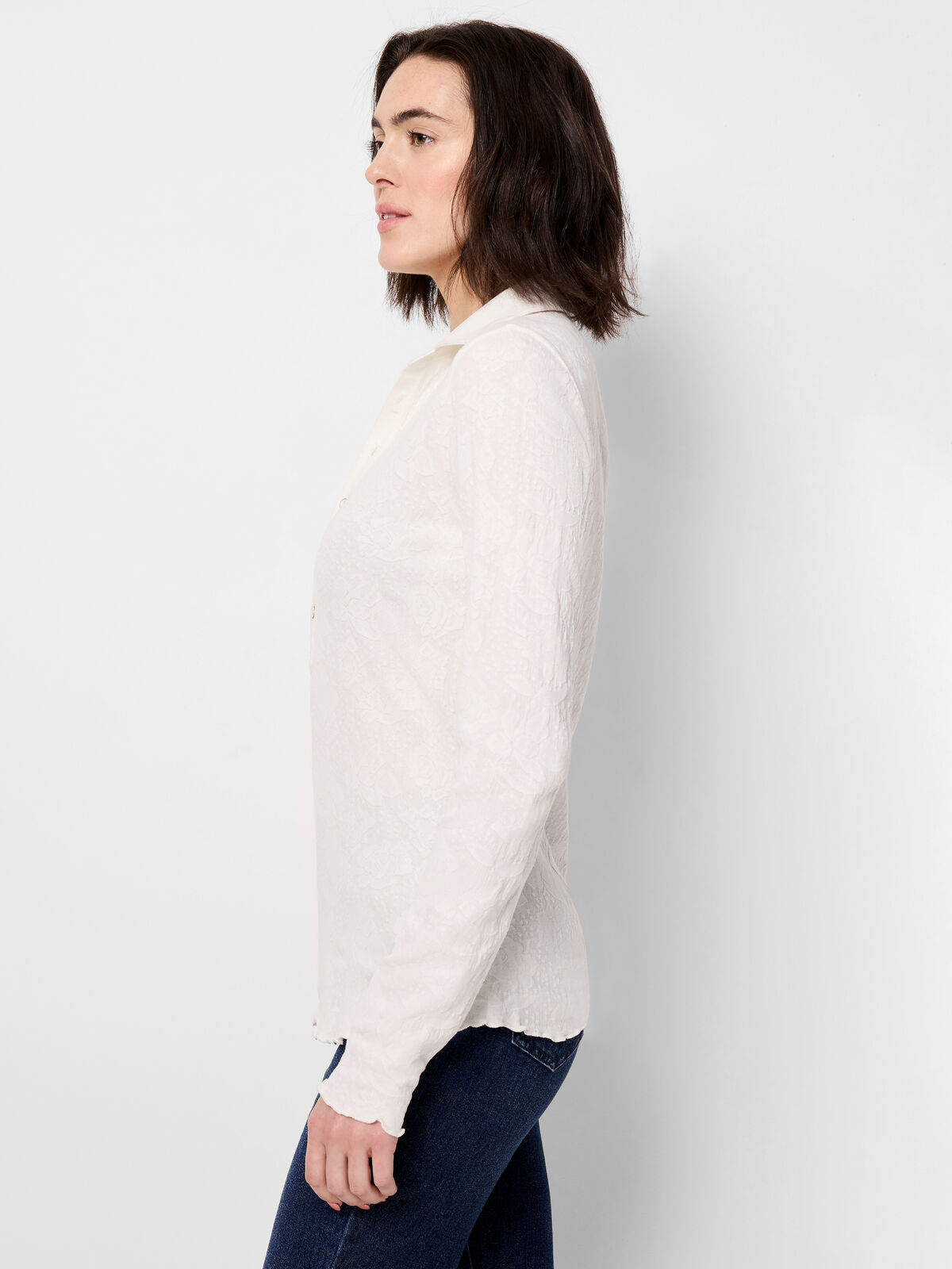 Lace Knit Collared Top