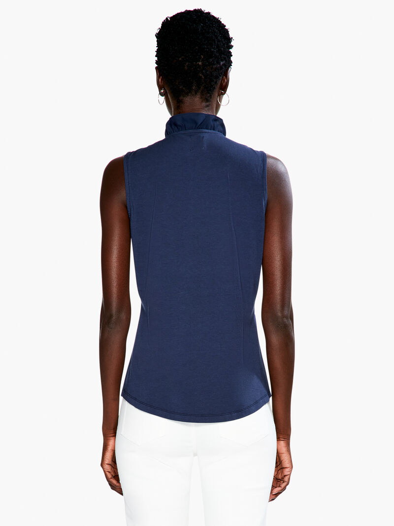 Woman Wears Ruffled Around Tank image number 2