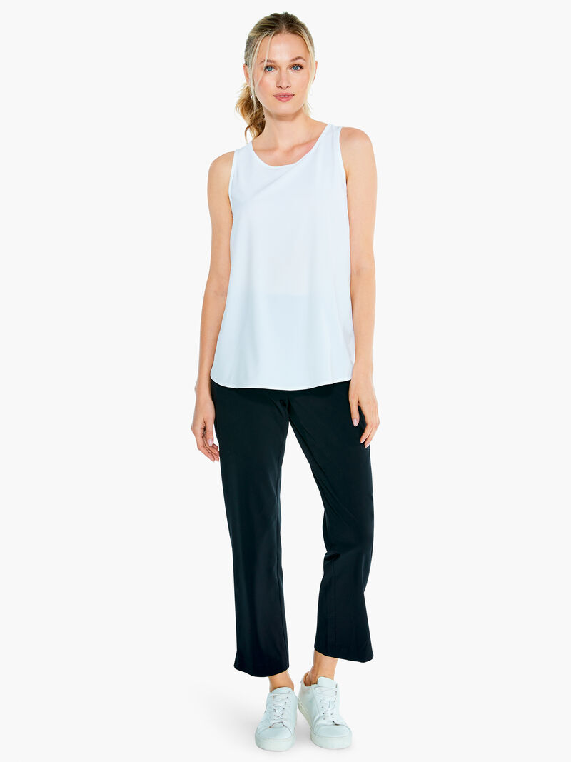 Woman Wears Tech Stretch Wrap Around Tank image number 3