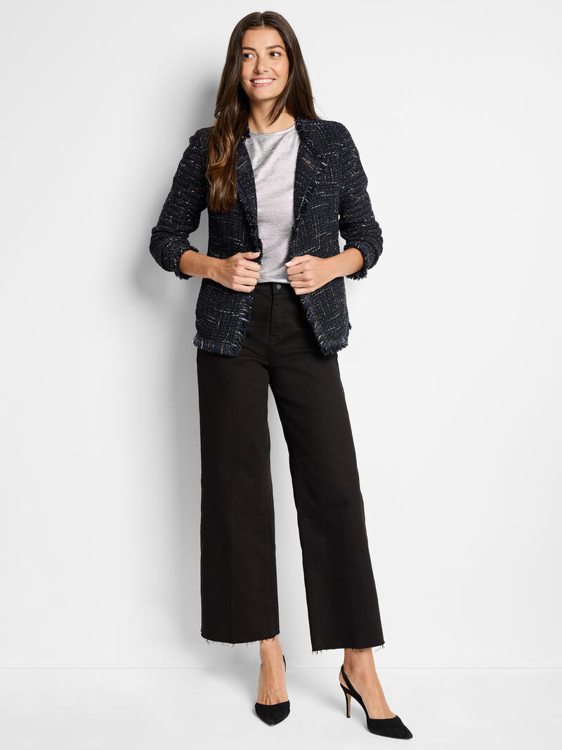 Woman Wears Nightfall Fringe Mix Knit Jacket image number 1