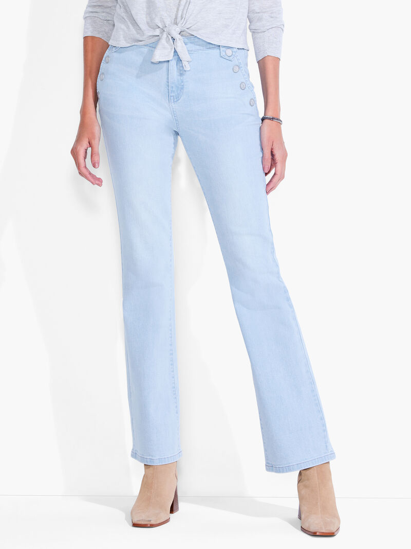 Woman Wears NZ Denim 31" Sailor Boot Cut Jeans image number 1
