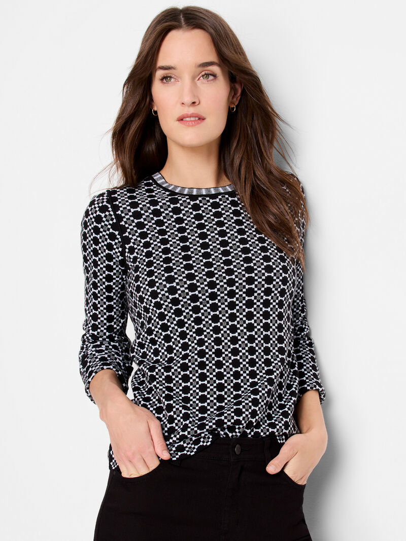 Woman Wears Geo Reversible Sweater Tee image number 0