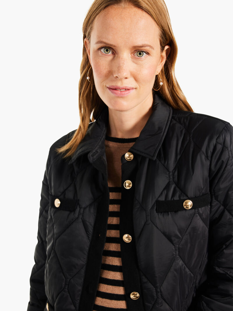 Woman Wears Knit Trim Puffer Jacket image number 4