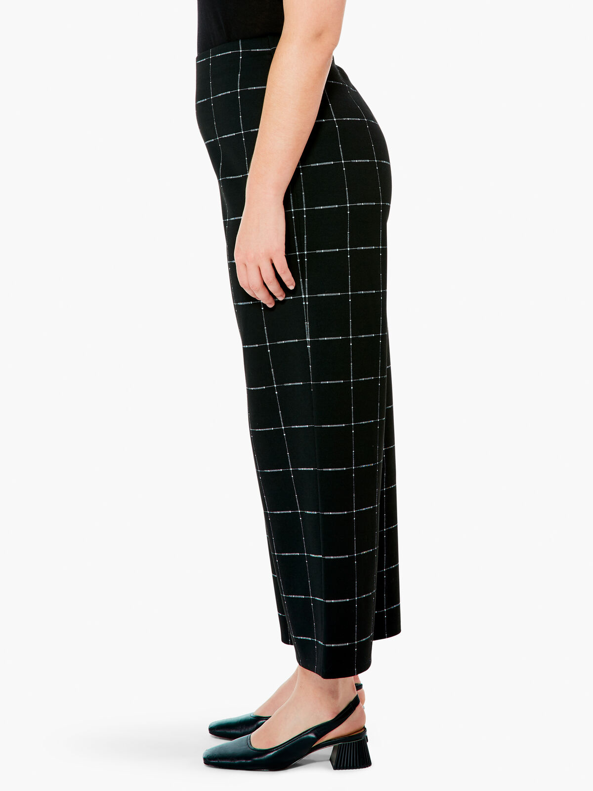 Etched Plaid Wide Leg Pant