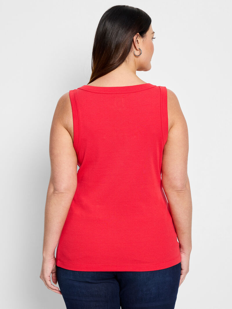 Woman Wears Perfect Knit Rib Scoop Tank image number 3