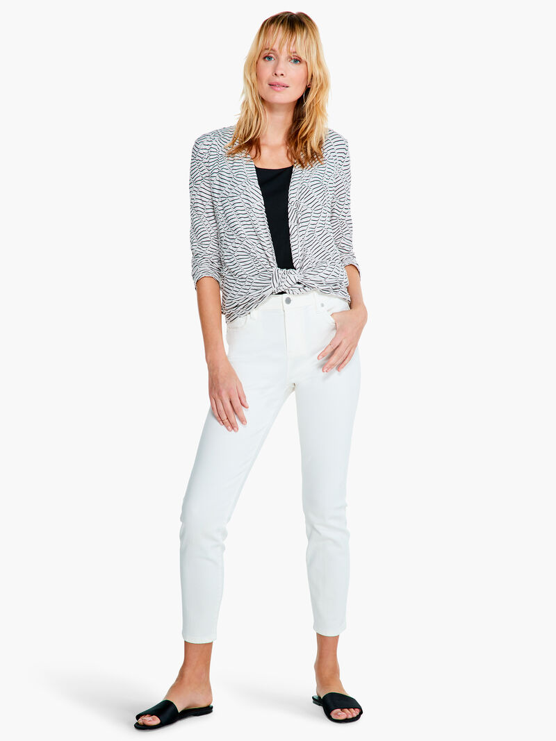 Woman Wears Mixed Lines 4-Way Cardigan image number 3