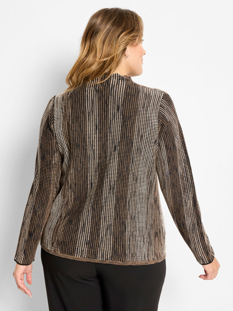 Woman Wears Ombre Pixel Knit Sweater image number 3