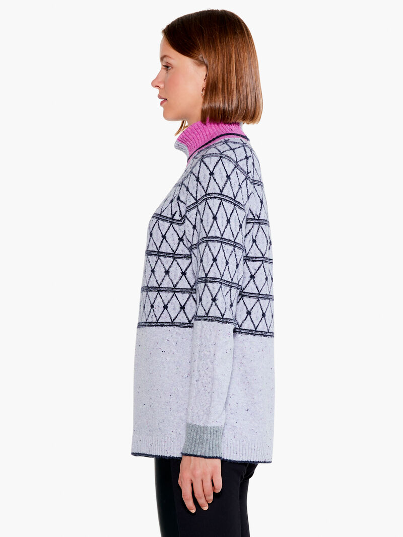 Woman Wears Mosaic Stitched Sweater image number 2