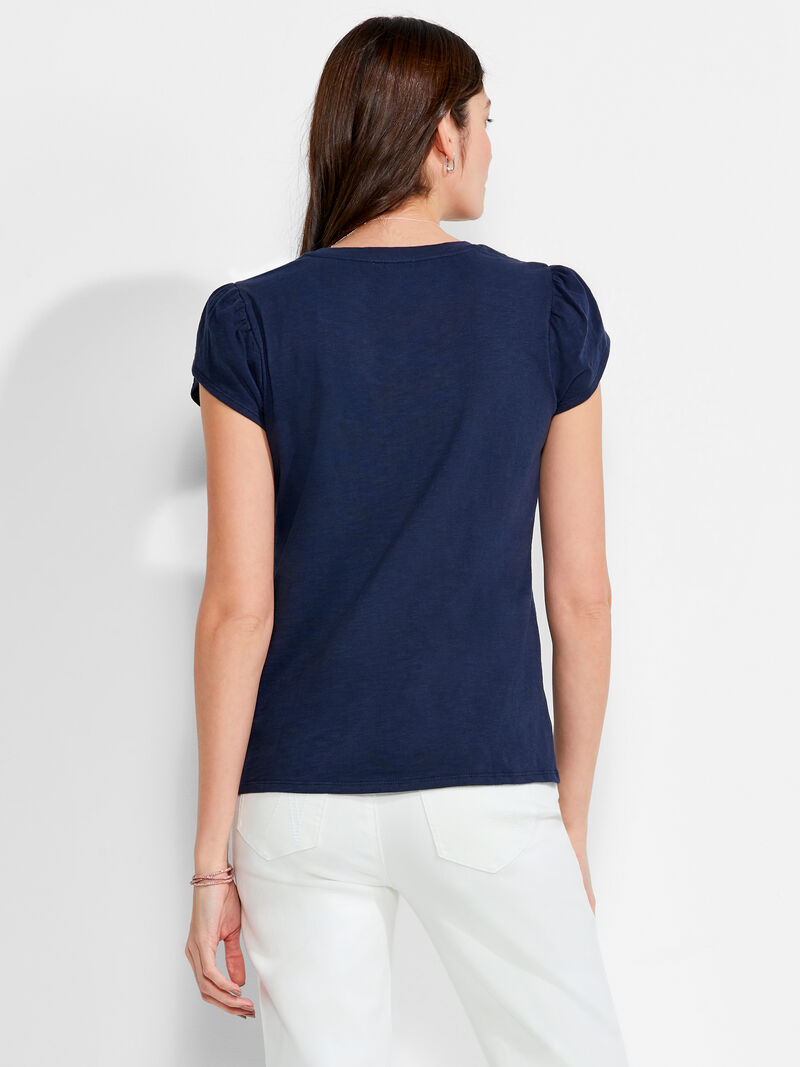 Woman Wears NZT Short Sleeve Tulip Sleeve Scoop Tee image number 2