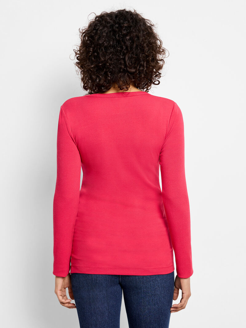 Woman Wears Perfect Knit Rib Long Sleeve V Neck image number 3