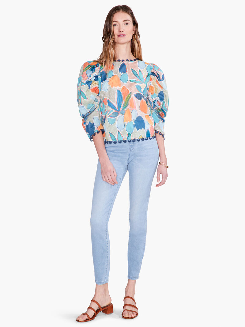 Woman Wears Citrus Grove Puff Sleeve Top image number 3