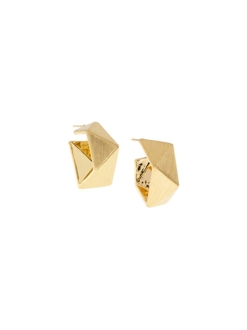Woman Wears MARLYN SCHIFF WIDE GEOMETRIC POST HOOP EARRINGS image number 0