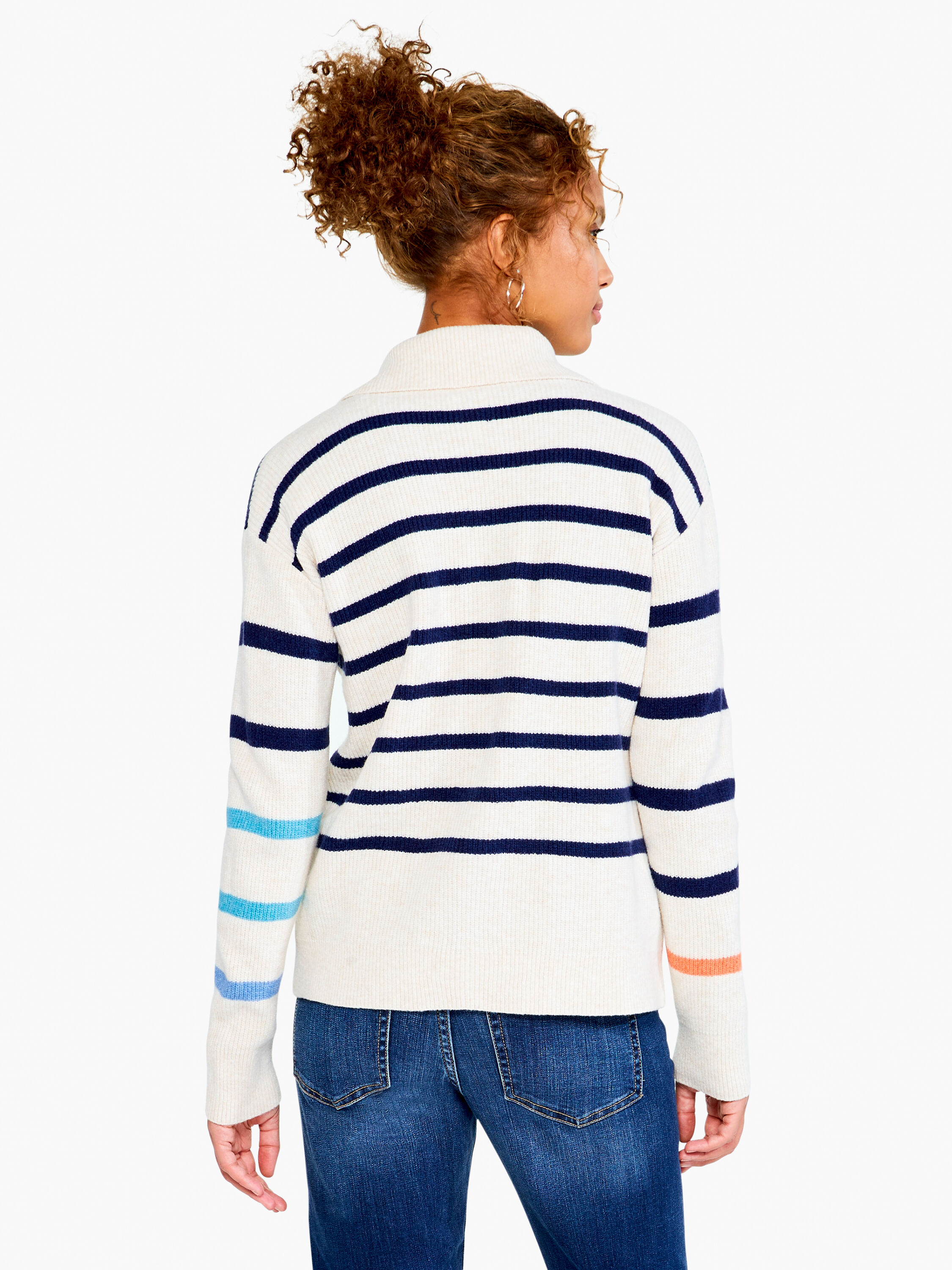 NIC+ZOE Nic+zoe Sailors Stripe Zip Up Cardigan in Blue Womens Clothing Jumpers and knitwear Cardigans 