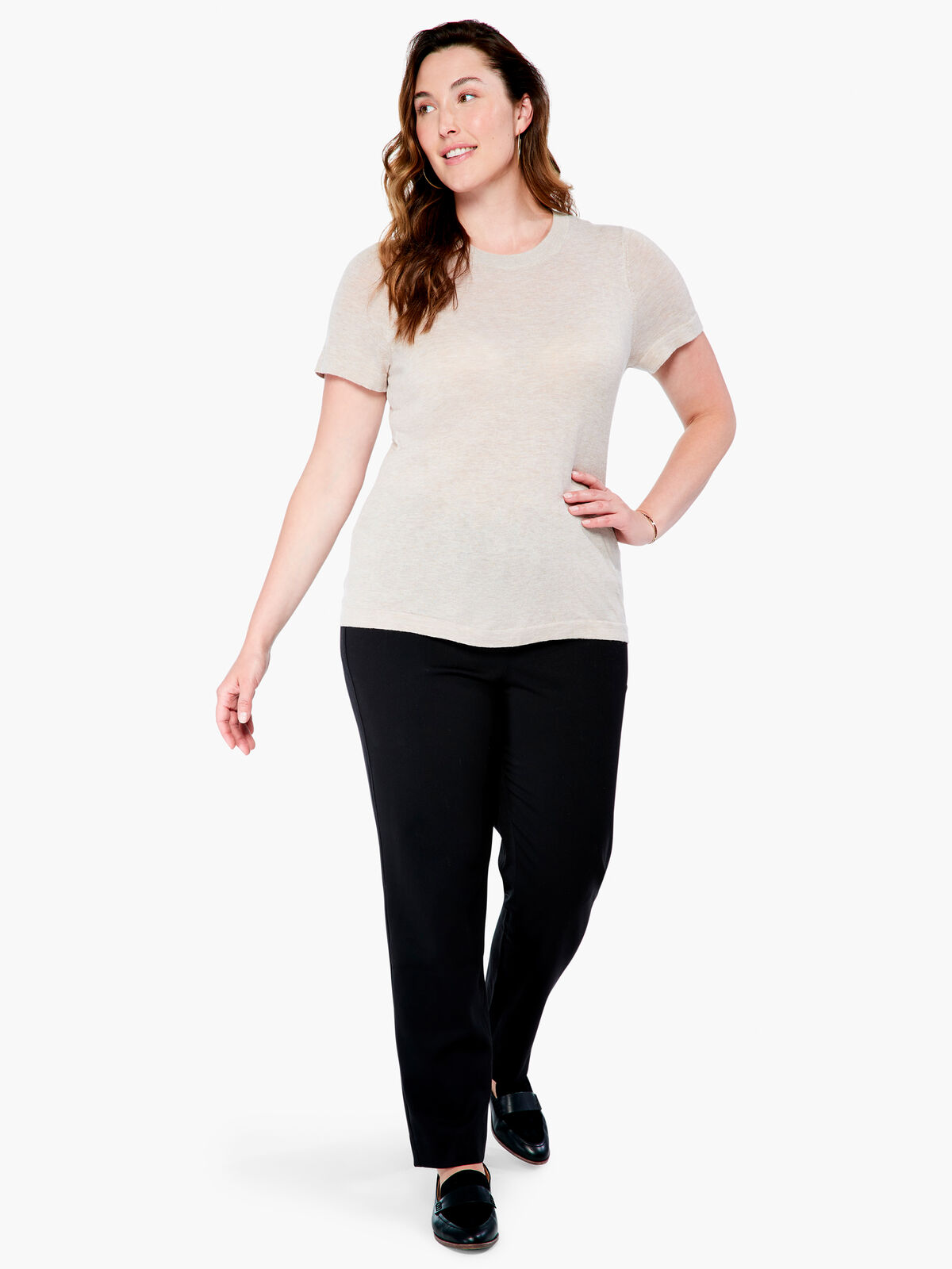 Crew Neck Short Sleeve Sweater Tee