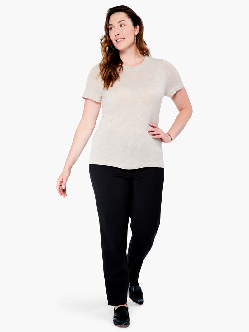 Woman Wears Crew Neck Short Sleeve Sweater Tee image number 3