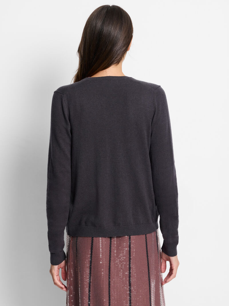 Woman Wears Sequin Trimmed Cardigan image number 3