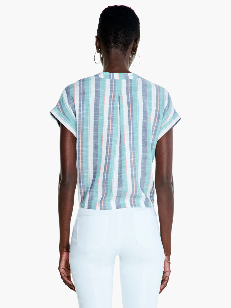 Woman Wears Horizon Stripe Tie Front Top image number 2