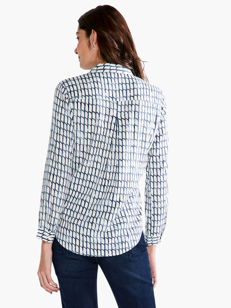 Woman Wears Lattice Live In Shirt image number 2