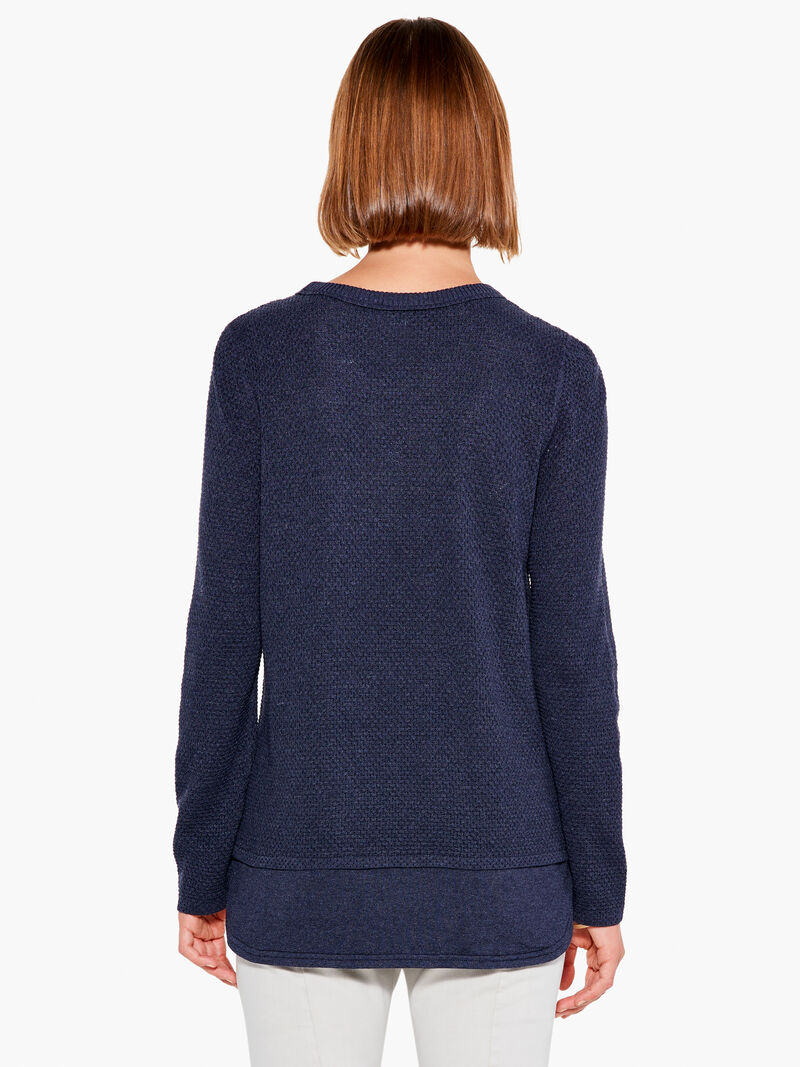 Woman Wears Waffle Vital Crew Neck Sweater image number 2