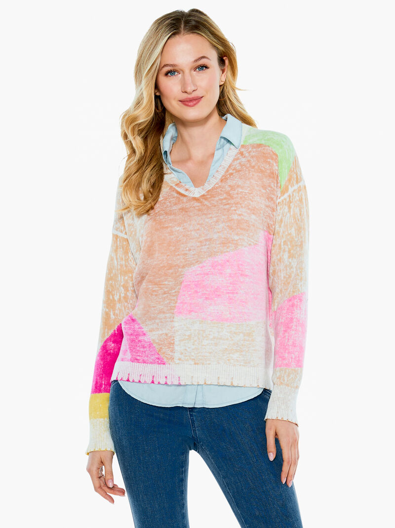 Woman Wears Mosaic Sunrise Sweater image number 0