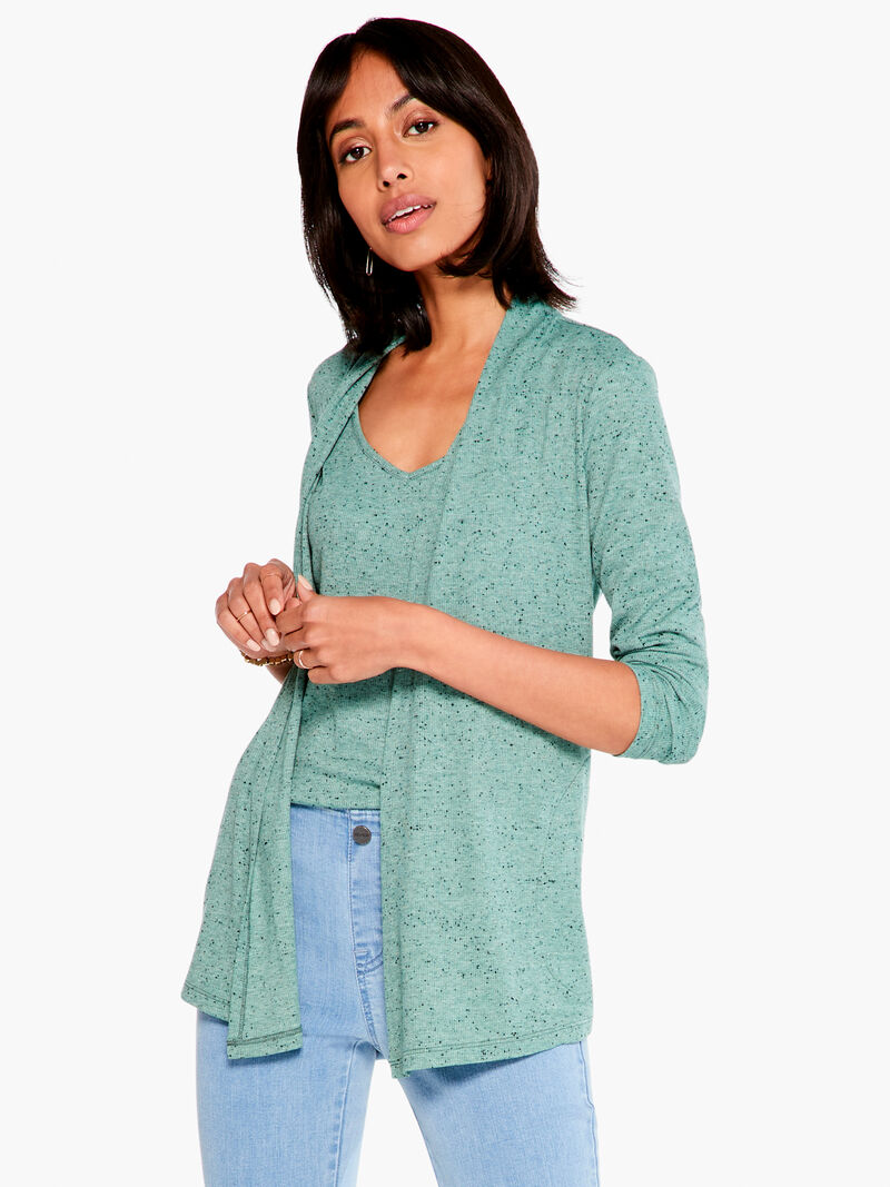 Woman Wears Pocket Drapey Rib Cardigan image number 0