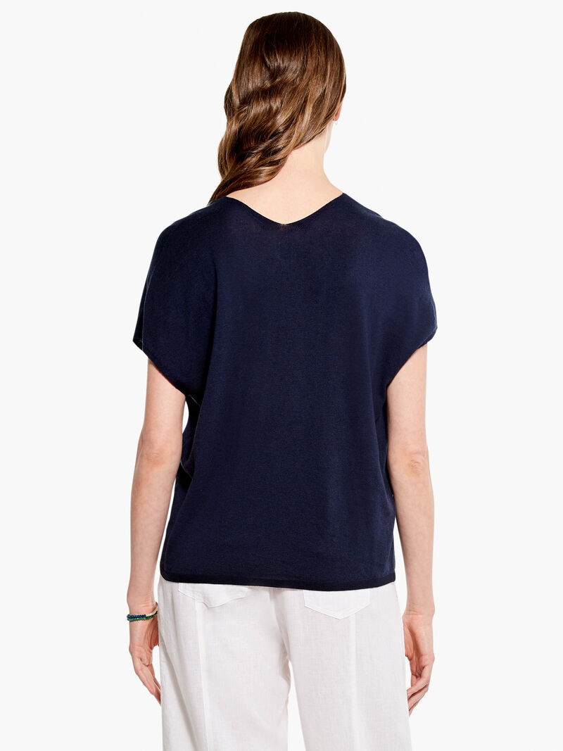 Woman Wears Relaxed V Sweater Tee image number 2
