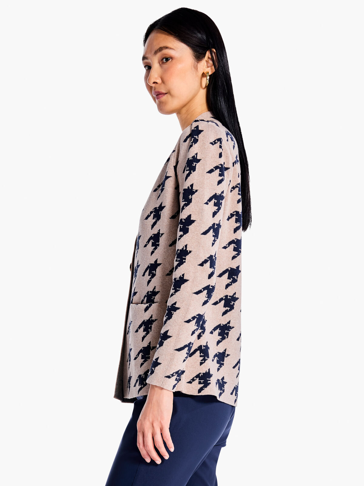 Houndstooth Femme Sleeve Knit Jacket